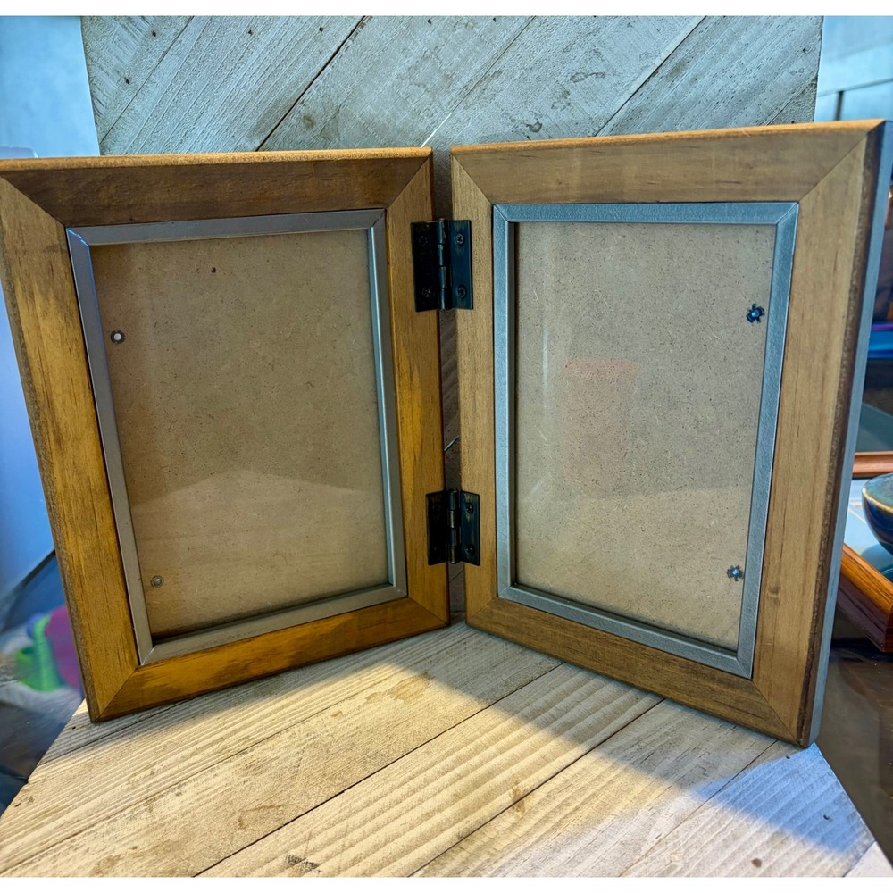 Target Wood and Galvanized Metal 5x7 Picture Frame Brown Silver Farmhouse Decor